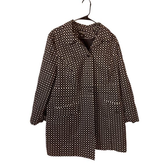 Style & Co. Jackets & Blazers - Style & Co Polka Dot Trench Coat Black White Cotton Women’s 18 W Plus Size